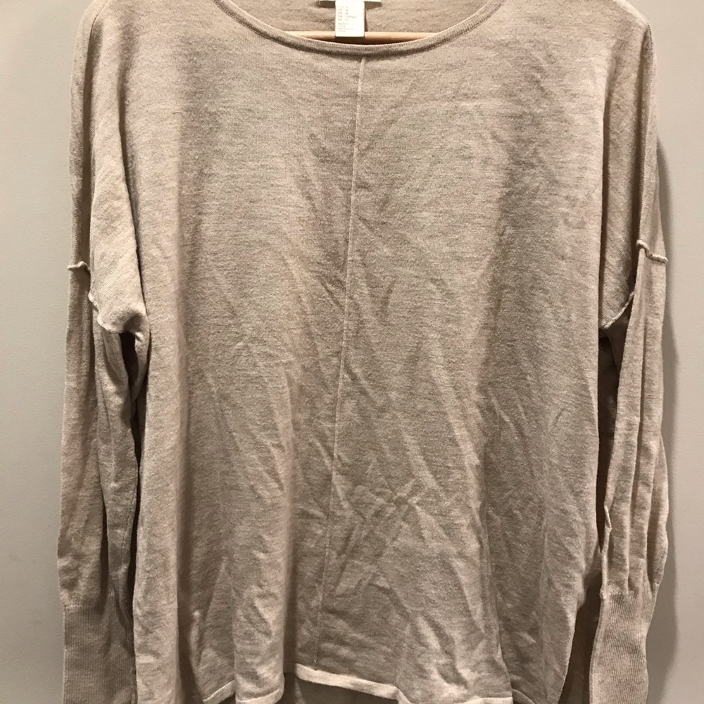 Cream high low sweater